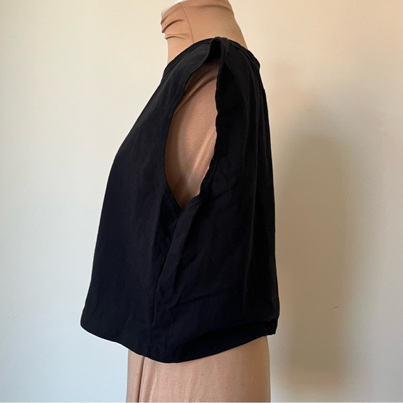 Leset Margo Black Sleeveless Cotton Cropped Crew Neck Tank Top EUC Size M - Picture 5 of 11